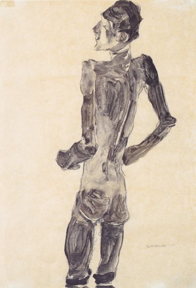 Stehender männlicher Rückenakt von Egon Schiele